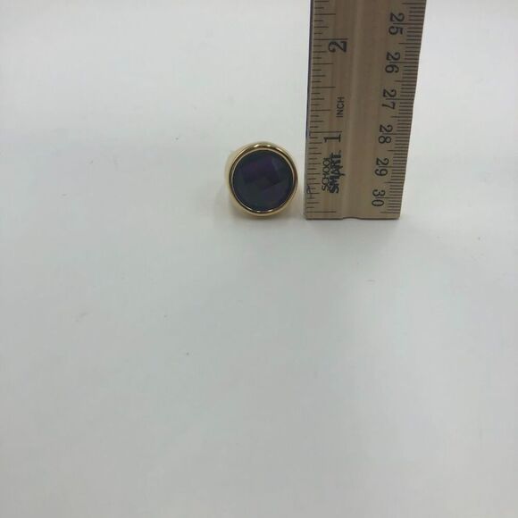 18K Gold Plated Women's Heavy Bling Sparkling Statement Ring Purple Size 8 - Picture 8 of 8